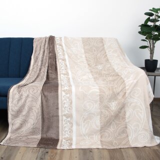 Flanell Kuscheldecke "Soft Touch" 130x170 - bella casa - Beige Ornament